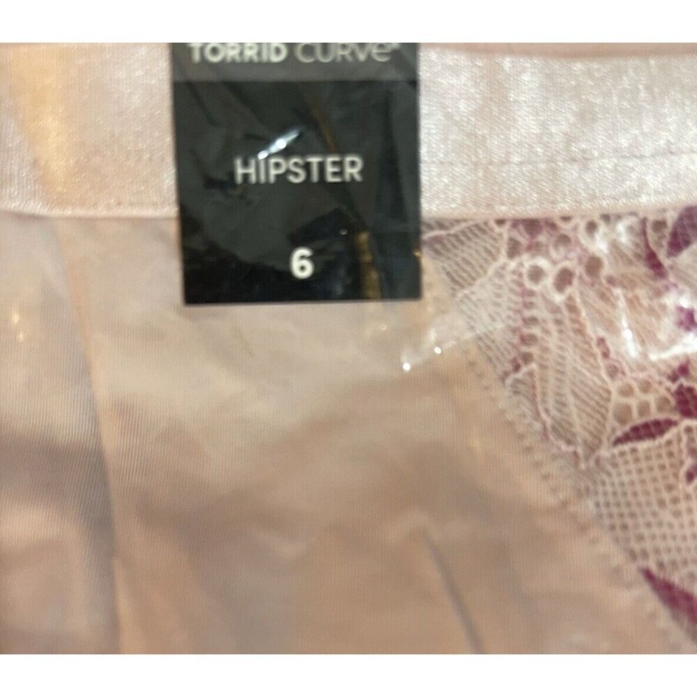 Torrid +6 Pink Floral Lace Mesh Stretch Waistband Keyhole Back Hipster Panties - Picture 5 of 5